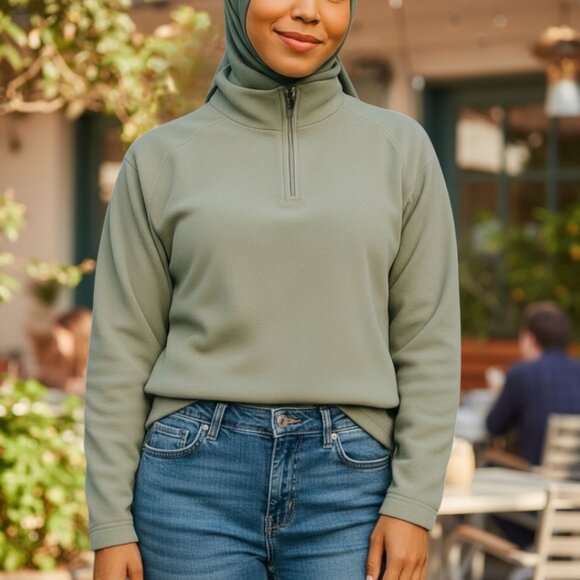 THE NORTH FACE Half Zip Fleece Pullover M Sweater Top Jacket Celery Green - Picture 1 of 13